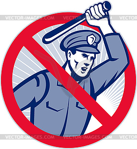 Police Brutality Policeman With Baton - vector clipart