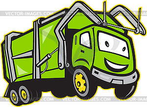 Garbage Rubbish Truck Cartoon - vector clipart