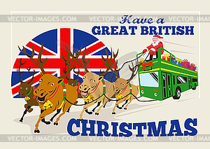 Great British Christmas Santa Reindeer Doube - vector image