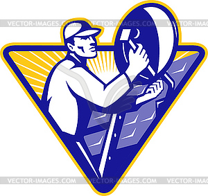 Satellite Installation Technician Worker - vector clipart