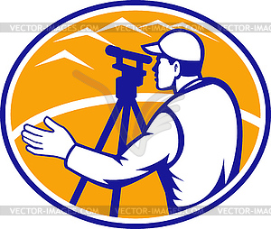 Surveyor Engineer Theodolite Total Station - vector EPS clipart