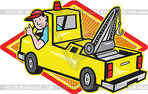 Tow Wrecker Truck Driver Thumbs Up - vector clip art