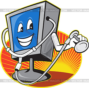 Computer TV Monitor With Doctor Stethoscope - royalty-free vector image