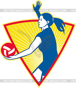 Volleyball Player Serve Ball Side - vector image