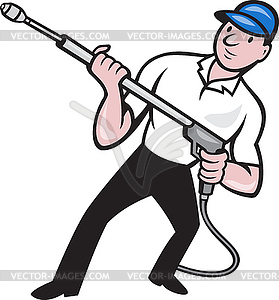 Power Washing Pressure Water Blaster Worker - vector clipart