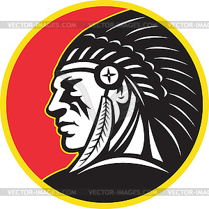 Native American Indian Chief Side - vector clipart