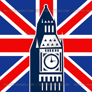 London Big Ben Britische Union Jack Flagge Vektor Clipart Vektor Bild