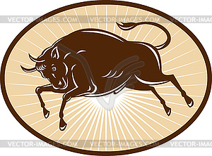 Texas Longhorn Bull attacking - vector image
