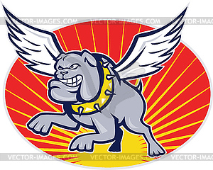 Bulldog mongrel dog with wings flying - vector clipart