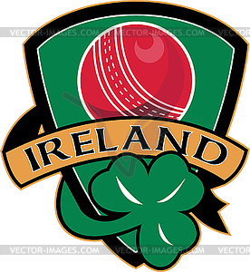 Cricket ball shamrock Ireland shield - vector clipart