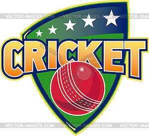 Cricket sports ball stars shield - vector clipart