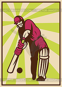 Cricket player batting ball - vector clipart