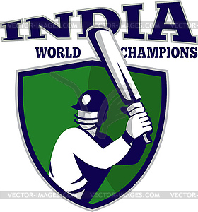 Cricket player batsman shield India world champions - vector clipart