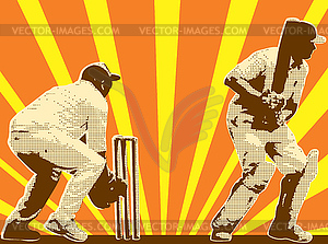 Cricket player batsman batting retro - vector clipart