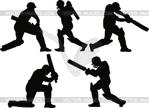 Cricket player batsman batting silhouette - stock vector clipart