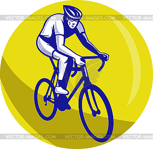 Cyclist riding racing bike - vector image