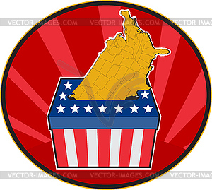 American election ballot box map of USA - vector image