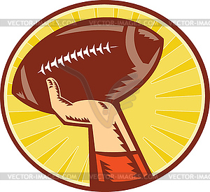 American Football Player Hand Catching Throwing Ball - vector clipart / vector image