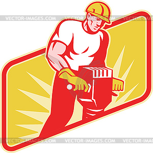 Construction Worker Drilling with Jack Hammer - vector image