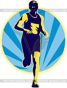 Marathon runner running retro - vector clipart