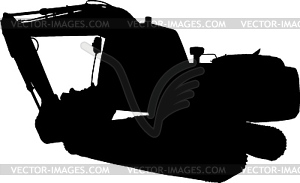Construction mechanical digger excavator silhouette - vector clip art