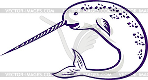 Narwhal Monodon monoceros unicorn whale - vector clipart