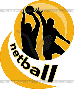 Netball player shooting blocking shot - vector clipart