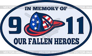 9-11 fireman firefighter hat american flag - vector image