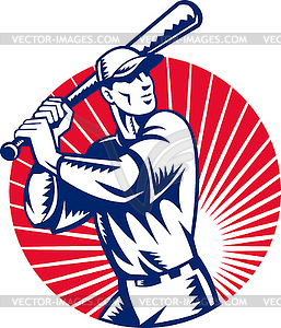 Baseball player with bat batting - color vector clipart