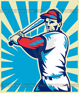 Baseball player with bat batting - vector clip art