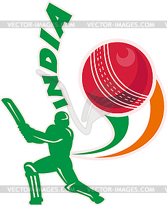 Cricket sports batsman batting India - vector clipart / vector image