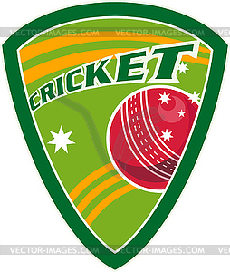 Cricket sports ball shield stars - vector image