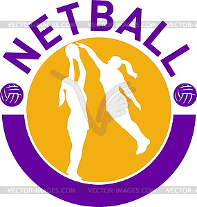 Netball player shooting blocking shot - vector clipart