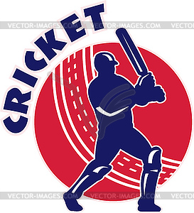 Cricket sports batsman batting retro - vector clipart