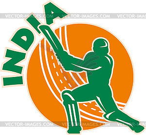 Cricket sports batsman batting India - vector image