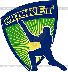 Cricket player batsman batting shield - stock vector clipart