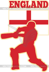 Cricket sports batsman England flag - vector clip art