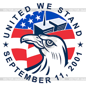 9-11 Eagle Head World Trade Center American Flag - vector clip art