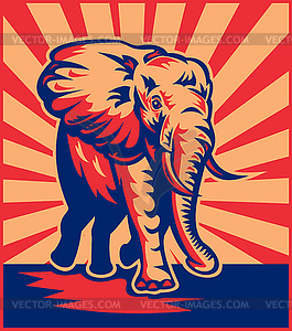 African bull elephant charging - vector clipart