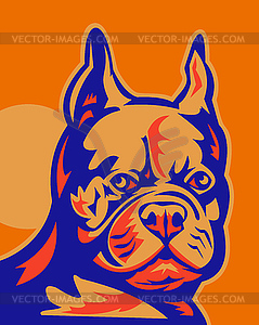 French Bulldog head portrait retro - vector image