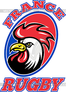 France Rugby Rooster cockerel - vector clip art