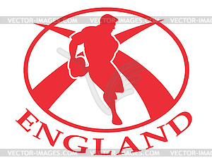 England Rugby player passing ball - vector clip art