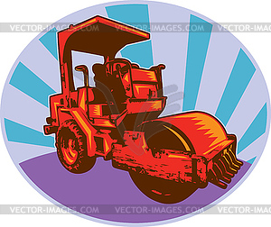 Road roller construction equipment - vector EPS clipart