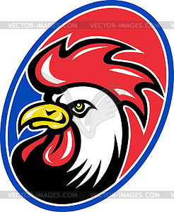 Rooster cockerel head facing side - vector clip art