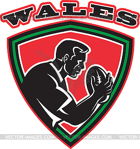 Rugby player Wales shield - vector clipart