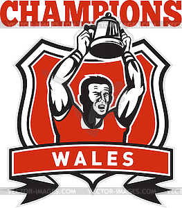 Rugby player champions cup Wales - vector image