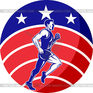 American Marathon runner stars stripes flag - stock vector clipart