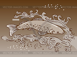 Speckled trout swimming underwater - vector image