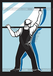 Window washer worker cleaning washing - vector image