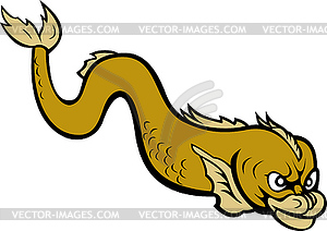 Old world style monster fish or eel - vector image